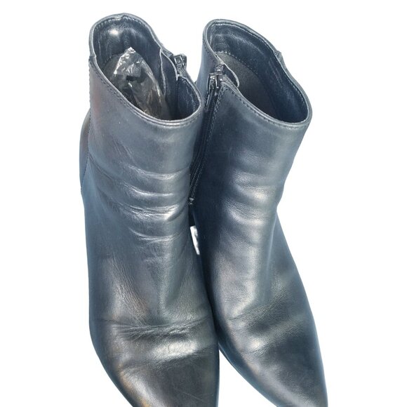 Aldo black leather pointy toe chunky heel booties size 8.5 - Picture 7 of 12